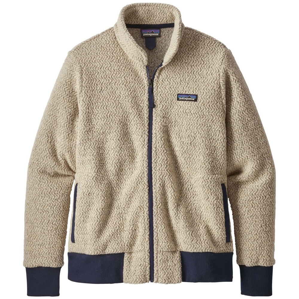 Patagonia Women’s Woolyester Fleece Full-Zip Jacket - Oat Color with Navy Trim